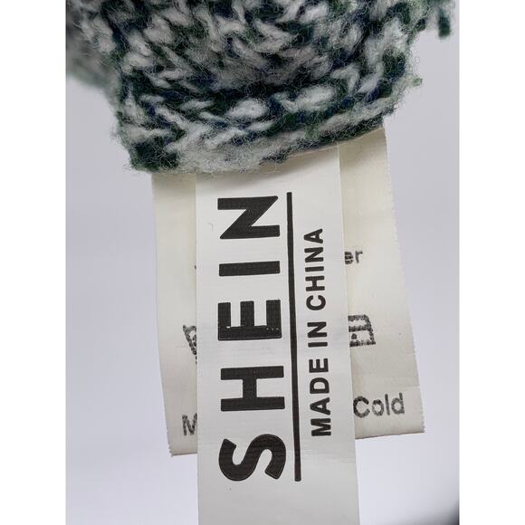 SHEIN Women's Dark Green-White Houndstooth V-Neck Knit Sweater Vest SZ M - Picture 7 of 10